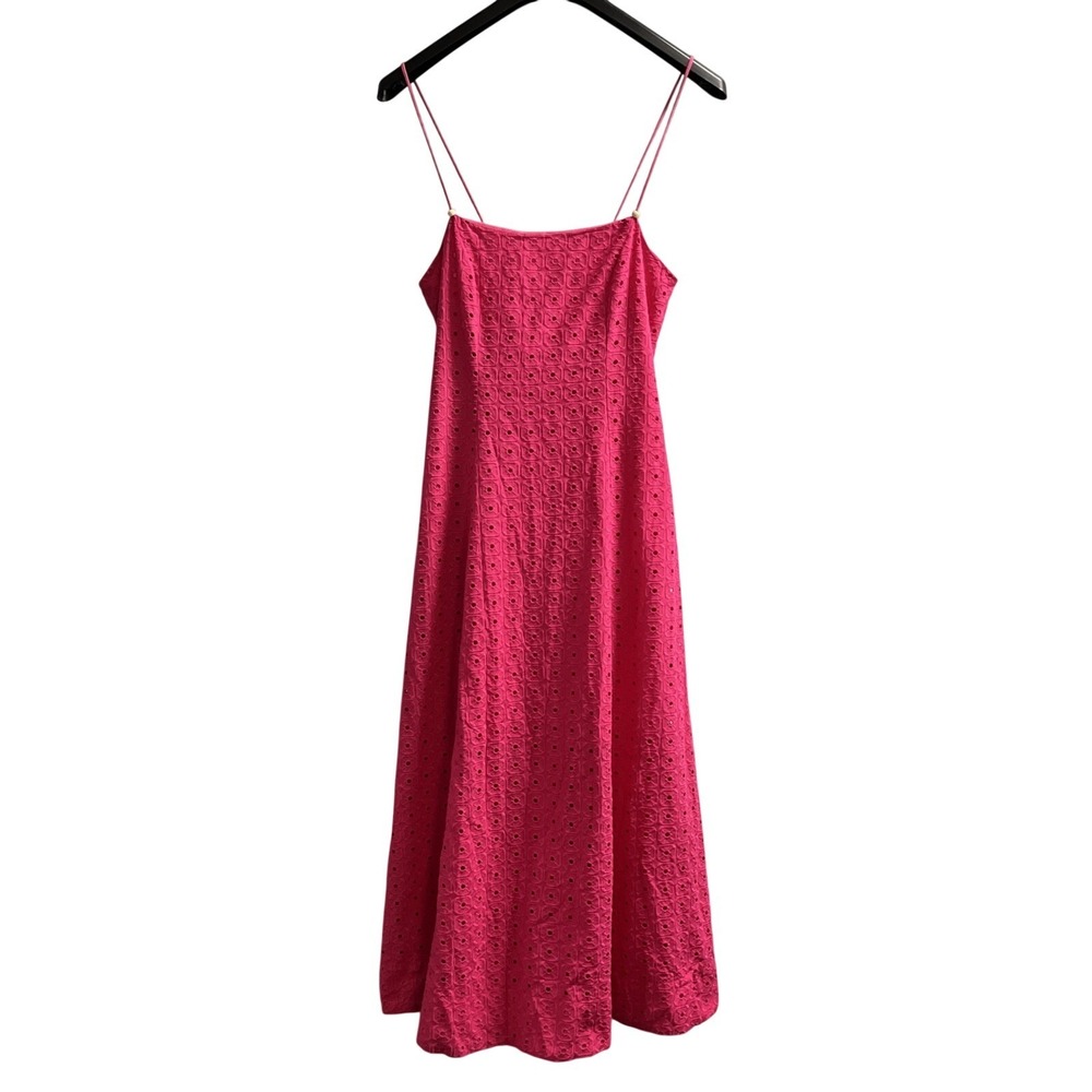 Melloday Dress Womens S Pink Eyelet Sleeveless Maxi Beaded Lace Up Back Easter